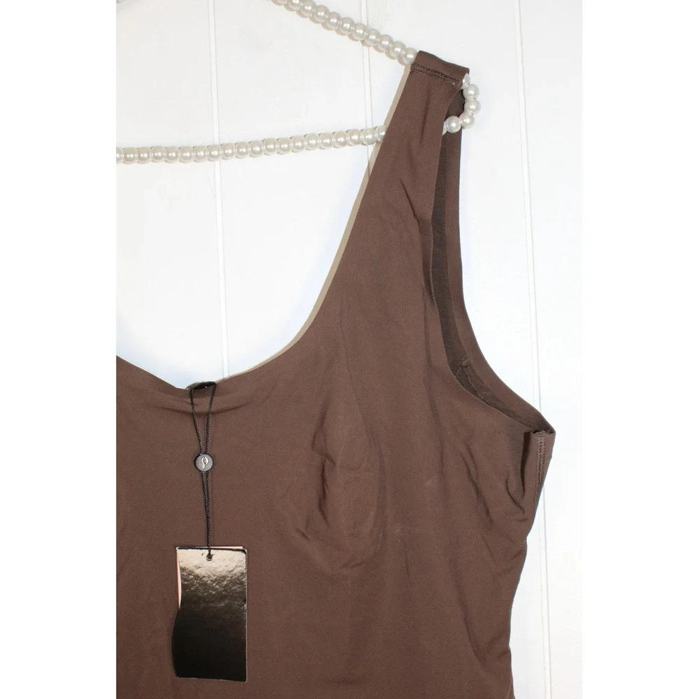 Pinsy‎ Bonded Scoop Tank Shapesuit in Chocolate Brown NWT Size 3X